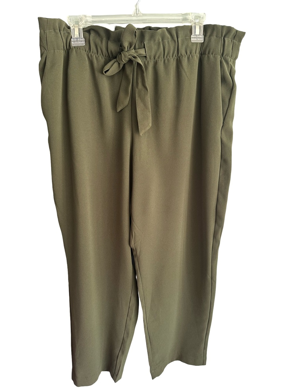 LOFT Olive Green Paperbag Waist Drawstring Trousers Large